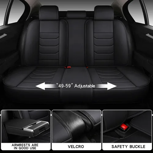 Miniatura 5 de Fundas de asiento de automóvil de cuero de cobertura completa de ajuste universal para automóviles, sedanes, camiones, SUV, protector de asiento
