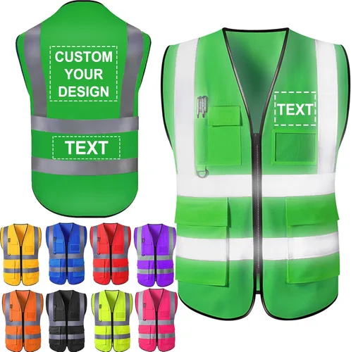 Miniatura 14 de Aolun Chalecos de seguridad de alta visibilidad, chaleco reflectante con bolsillos, logotipo personalizado, ropa de trabajo protectora para hombres