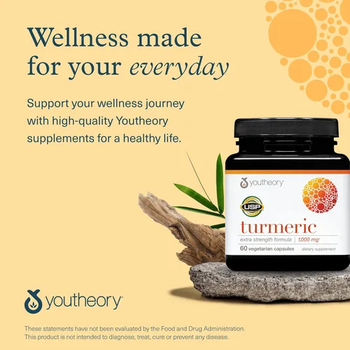 Miniatura 7 de Youtheory Cúrcuma Extra Strength - 1,000 mg - Apoya la salud cerebral, muscular y articular* - Contiene biopotenciadores, curcuminoides y extractos
