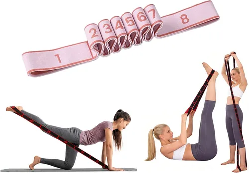 Miniatura 13 de Bandas de resistencia de fitness para estiramiento y yoga, banda de resistencia elástica numérica con marcas, banda de resistencia numerada bandas