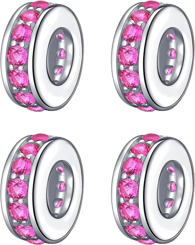 Miniatura 56 de 925 plata esterlina espaciador encanto grano con CZ transparente para pulseras Pandora Charms
