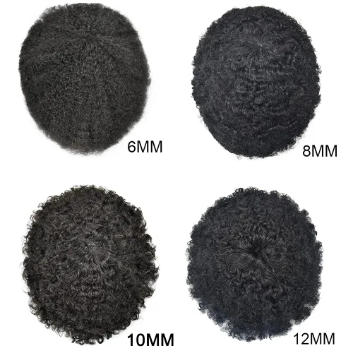 Miniatura 6 de Afro Toupee para hombres negros, sistema de reemplazo de cabello afroamericano para hombre, Toupee LYRICAL HAIR de piel fina de polietileno