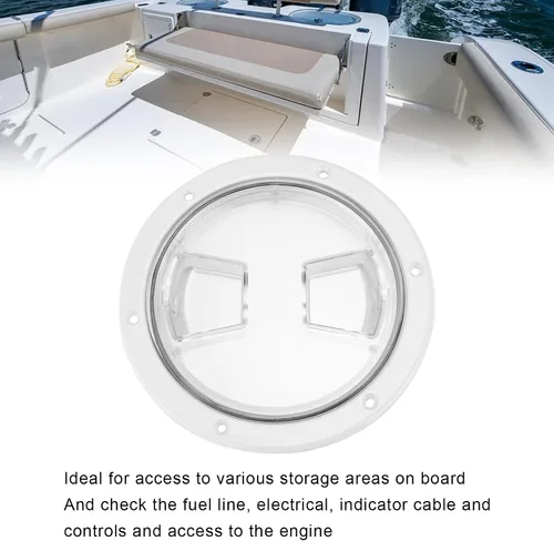 Miniatura 4 de Yctze Escotilla de acceso para cubierta de barco, placa de ABS redonda blanca para caravana, yate, barco, escotilla de acceso (6 pulgadas)