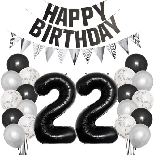 Miniatura 8 de Juego de decoraciones de fiesta de cumpleaños número 15 para niñas, niños, mujeres y hombres, pancarta negra con letras de feliz cumpleaños