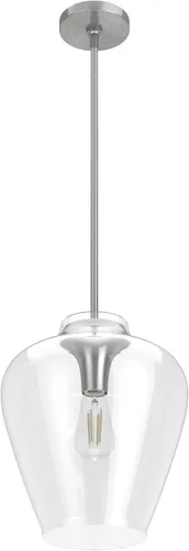 Miniatura 6 de Hunter - Vidria - Lámpara colgante de 1 luz de níquel cepillado, tamaño mediano, regulable, estilo formal, con forma de campana, para dormitorios