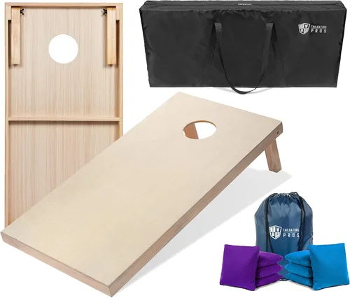 Miniatura 55 de Tailgating Pros Tablas para juego de cornhole - 4 x 2 pies y 3 x 2 pies. Juego de cornhole con estuche de transporte y juego de 8 bolsas de maíz