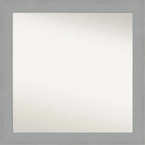 Miniatura 317 de Amanti Art Espejo de baño plateado para sobre fregadero, 23 x 23 pulgadas, espejo cuadrado plateado en ángulo, marco de madera moderno medio, se