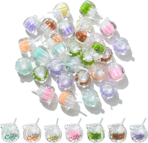 Miniatura 12 de Ipotkitt 100 dijes acrílicos de luna coloridos con temática celestial, mini cuentas de luna creciente para accesorios de fabricación de joyas
