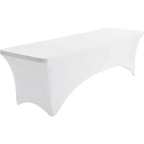 Iceberg iGear - Mantel de mesa rectangular de tela elástica, 2.4 m de largo, poliéster licra, para interior/exterior, color blanco
