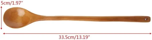 Miniatura 4 de Cuchara de madera, cuchara grande de mango largo, cuchara de sopa, arroz, postre, utensilios de cocina, cubiertos para niños, cuchara de té