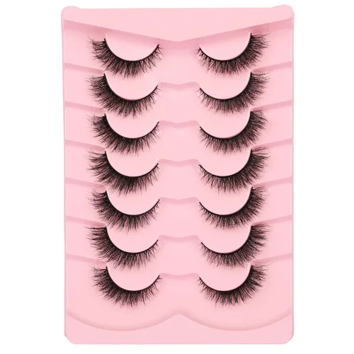 Miniatura 17 de Pestañas de ojo de gato, pestañas postizas de aspecto natural wispy, pestañas de banda transparente con aspecto de extensión de ojo de zorro