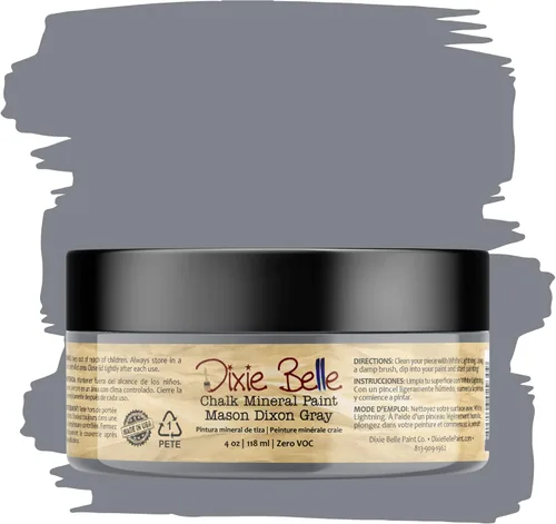 Miniatura 253 de Dixie Belle Paint Company - Pintura con acabado de tiza para muebles, color negro (Caviar), 1 galón, 128 fl oz, pintura mineral color rosa intenso