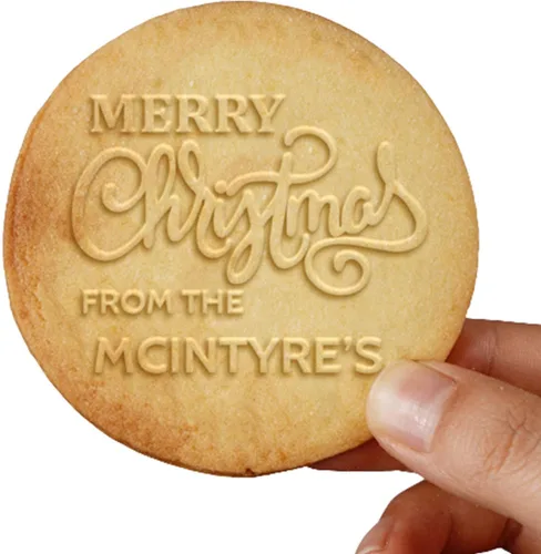 Miniatura 10 de Cortadores de galletas de Navidad personalizados 2023 con sello de galletas de Feliz Navidad para hornear, cortadores de galletas de azúcar