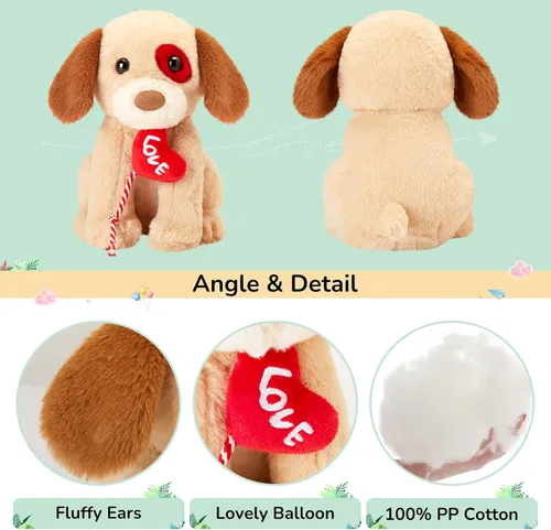 Miniatura 3 de Glow Guards Peluche de perro Labrador de San Valentín, peluche de perro labrador de 10 pulgadas con corazón rojo, peluche suave para cachorros