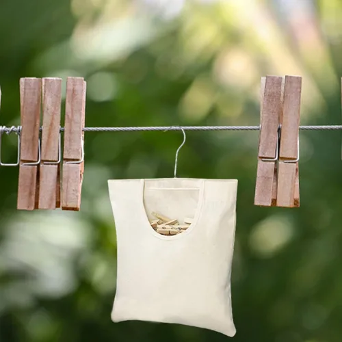 Miniatura 4 de Ragyzity Bolsa de lona para ropa, color beige (13.33 x 11.25 pulgadas), cierre de cremallera, bolsa portátil para colgar en el hogar, balcón, viajes