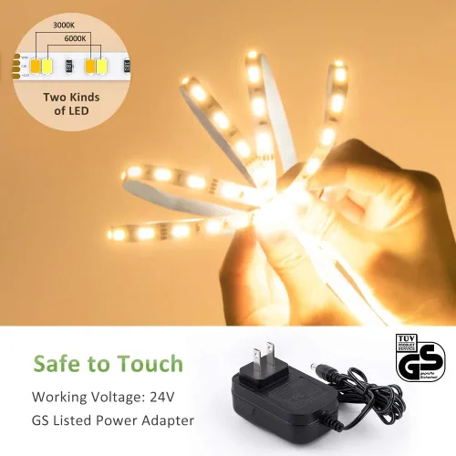 Miniatura 5 de NOVOSTELLA Kit de tira de luces LED blancas sintonizables de 20 pies, regulable, 3000K-6500K, 24V, cinta de luces LED con control remoto, cuerda