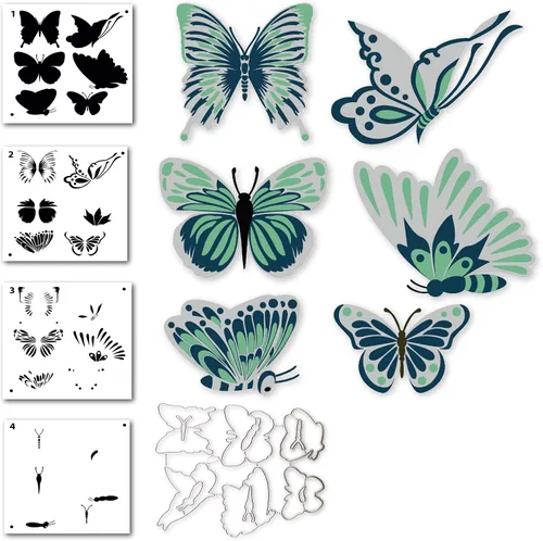 Miniatura 5 de Alinacutle 10 plantillas de plástico reutilizables, plantillas de pintura, plantillas de dibujo artístico para álbumes de recortes, galletas