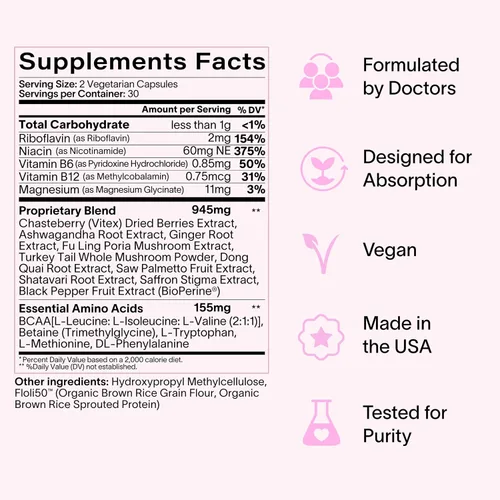 Miniatura 6 de Ladywell Cápsulas diarias de equilibrio hormonal Apoyo natural del ciclo para mujeres Apoya el estado de ánimo, hinchazón, calambres, salud