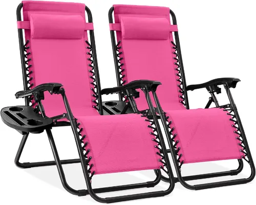 Miniatura 23 de Best Choice Products - Juego de 2 sillas reclinables y ajustables de malla y acero, sillas con sensación gravedad cero con cojines y bandejas