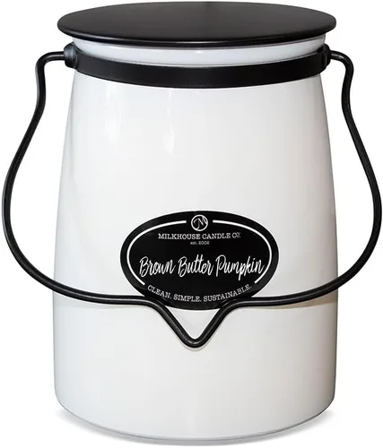 Miniatura 28 de Milkhouse Candle Company Vela de soja de manzana y caramelo, rodajas de manzana, canela, perfumada a vainilla dulce, tarro de mantequilla de 16