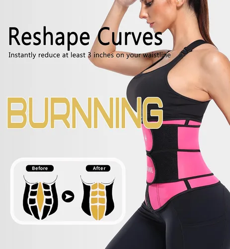 Miniatura 3 de ANGOOL - Entrenador de cintura de neopreno para mujer, cinturón recortador de talla grande, cinturón para sauna, corsé con cremallera Rosa