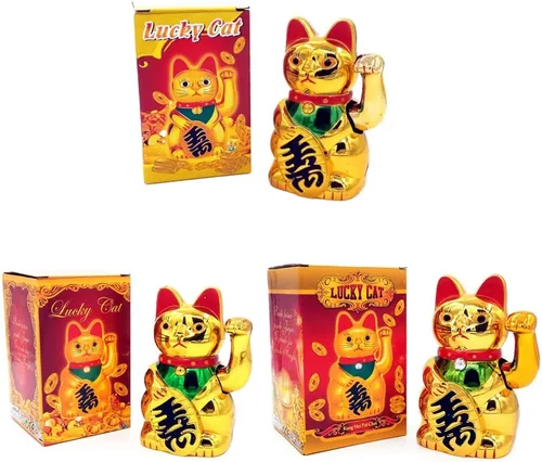 Miniatura 5 de Ochine Lucky Cat Waving Arm Gold Cat Feng Shui Lucky Fortune Cats Luck Beckoning Waving Wealth Cat Maneki Neko Bienvenido Lindo Gato Hogar Display