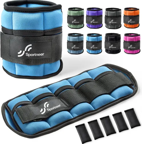 Sportneer Adjustable Ankle/Wrist Weights for Men Women Kids, Weighted Leg & Cuff Strength Training for Yoga Walking Running Aerobics Gym Fitness Azul