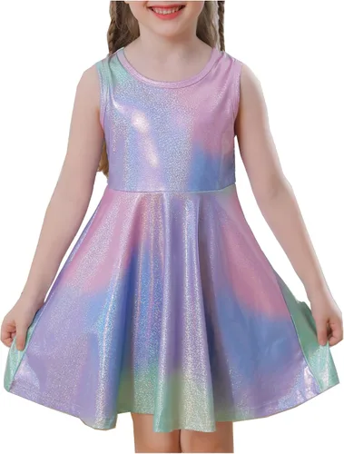 Miniatura 9 de Vestido brillante de arcoíris para niñas pequeñas, vestido de cumpleaños obsesionado con unicornio, regalo para niñas, vestido especial de princesa
