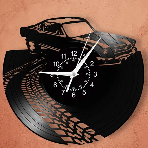 Miniatura 6 de Reloj de pared retro para automóvil, reloj de garaje clásico de 12 pulgadas, reloj de cuarzo silencioso sin tictac, funciona con pilas, vintage, Sin