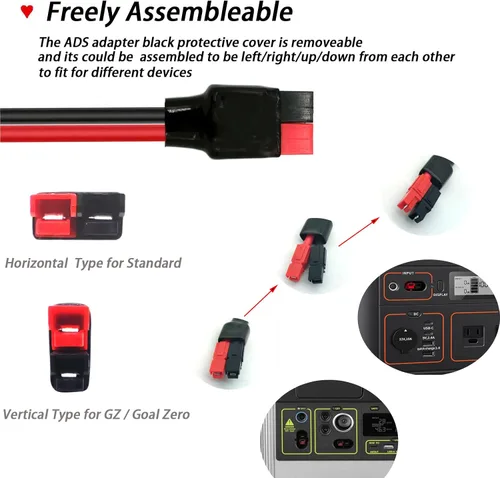 Miniatura 4 de Kits de paneles solares Cable de carga compatible con adaptador Anderson y conectores solares para centrales eléctricas portátiles, generadores
