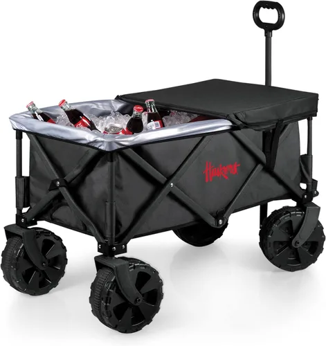 Miniatura 22 de PICNIC TIME NCAA Adventure Wagon Elite - Carro de playa plegable todo terreno con ruedas grandes, tapa superior de mesa y forro suave para enfriar