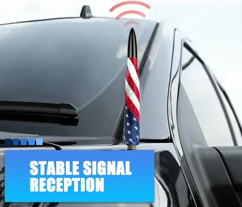 Miniatura 4 de 1 pieza de antena de bala modificada para coche, antena decorativa personalizada antirrobo con bandera americana de 5.5", señal estable
