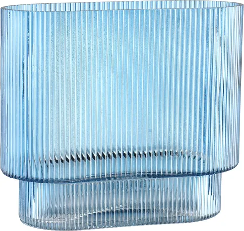 Miniatura 89 de Jarrón redondo de cristal, floreros para ramo, jarrones de vidrio acanalado para flores, pequeño jarrón transparente para sala de estar, oficina