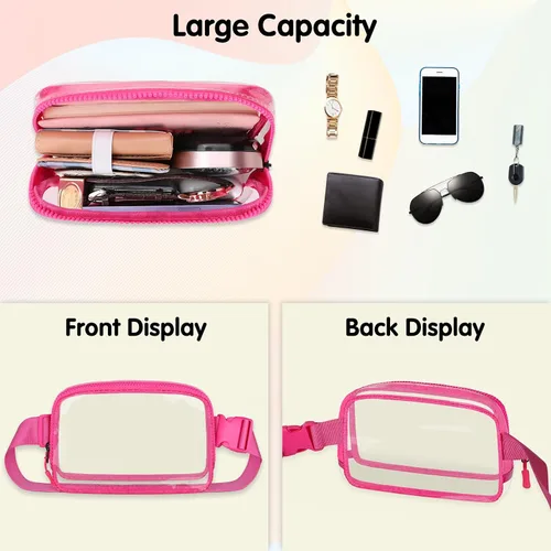 Miniatura 2 de Riñonera transparente aprobada para estadios, bolsa de cinturón transparente, cangurera transparente para mujeres y hombres con correa ajustable