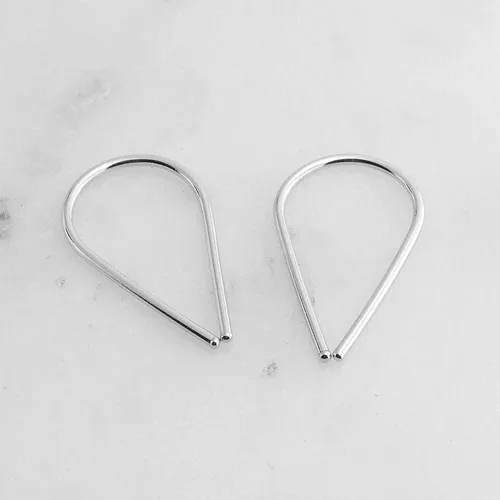 Miniatura 45 de Aretes pequeños de plata de ley 21 GA de 0.472 in con gancho de arco de herradura
