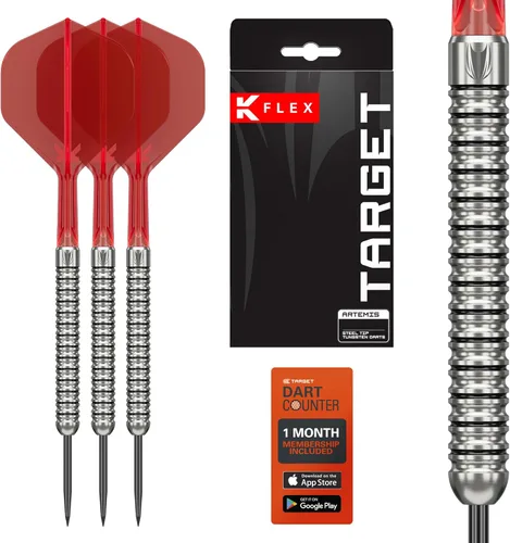 Miniatura 7 de Target Darts Artemis Tungsten Steel Tip Dart Set, 21G/22G/23G/24G/25G/26G Artemis Original Artemis K-Flex Integrated Flight & Shaft
