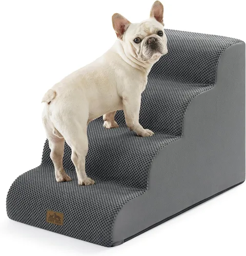 Miniatura 29 de COZY KISS Escaleras anchas para perros pequeños de 15.7 pulgadas de alto, escalón para mascotas para cachorros, gatos mayores, rampa curva