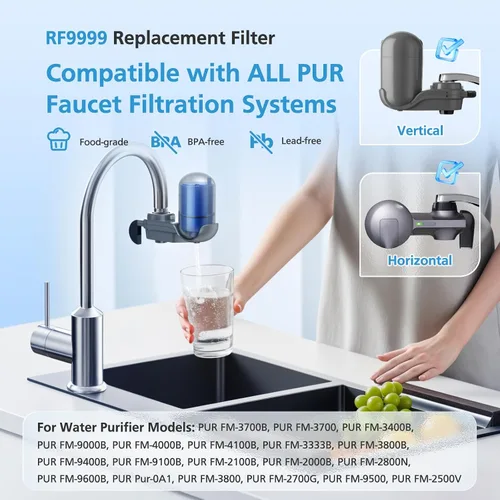 Miniatura 3 de Paquete de 6 filtros de repuesto para montaje en grifo RF9999 para TODOS los sistemas de filtración de grifos PUR/PUR PLUS, filtración mineral