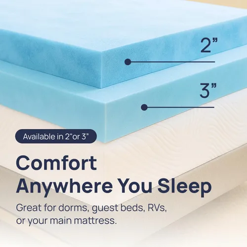Miniatura 6 de Sure2Sleep Cubrecolchón de espuma viscoelástica con remolinos de gel, 2 pulgadas, alivia la presión, comodidad refrescante, fabricado en los Estados