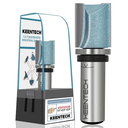 Miniatura 15 de KEENTECH Brocas de enrutador de 1/2 pulgada, broca de enrutador de ajuste empotrado, broca de patrón con punta de carburo de rodamiento superior