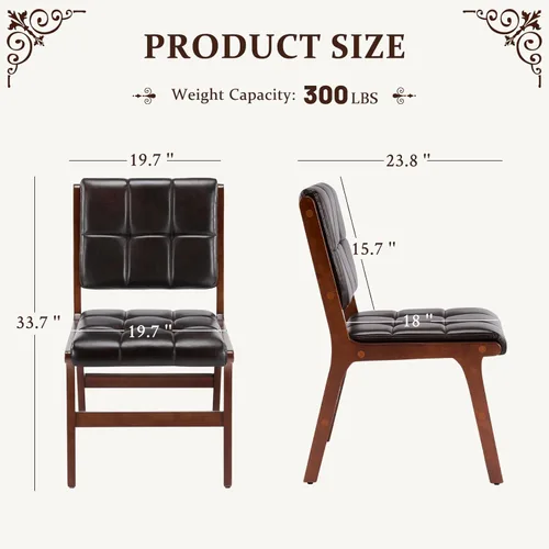 Miniatura 2 de Furniliving Juego de 4 sillas de comedor de madera de roble, estilo de mediados de siglo moderno, tapizadas en lino, silla de cocina con madera