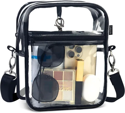 Gloppie Bolsas transparentes para mujeres, bolsa cruzada transparente aprobada por estadios para eventos de estadio, festivales, conciertos