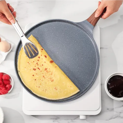 Miniatura 7 de SENSARTE Sartén antiadherente para crepé, revestimiento de granito suizo Dosa, sartén plana para panqueques, plancha Tawa de 10 pulgadas con mango