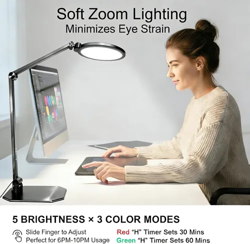 Miniatura 5 de NS Lámpara de escritorio LED profesional con control remoto, luz regulable CRI95+, 3000K – 6000K CCT ajustable, ángulo flexible, abrazadera