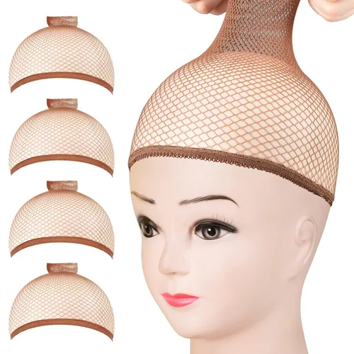 Miniatura 8 de Fandamei Gorra de peluca HD, gorras de peluca ultrafinas de color marrón oscuro, 4 gorras de peluca de nailon súper finas para mujer, elásticas