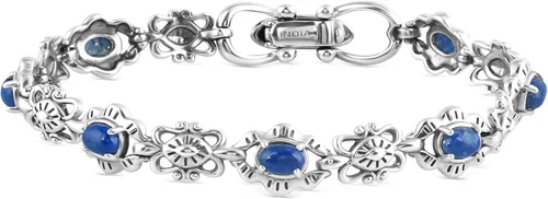 Miniatura 14 de American West Jewelry Pulsera de plata de ley con piedras preciosas de eslabones de concha, tallas pequeñas a grandes