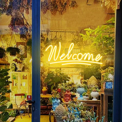 Miniatura 5 de Letrero de neón de bienvenida con luz LED de neón para negocios, letrero de negocios para ventana de tienda, tienda de vidrio, floristas, bares