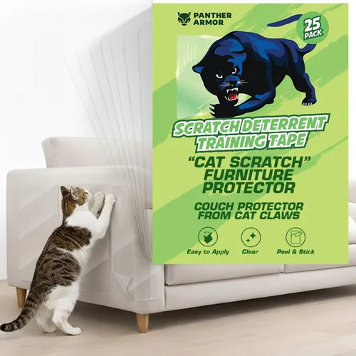 Miniatura 12 de Paquete de 8 láminas de cinta protectora de muebles contra arañazos de gatos – Adhesivo de doble cara para entrenamiento (4 XL, 4 grandes)