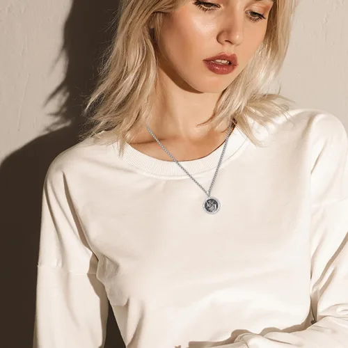 Miniatura 25 de Collar con colgante de plata de ley 925 con medalla de San Patrón, joyería religiosa para hombres y mujeres, con cadena de acero inoxidable 316L