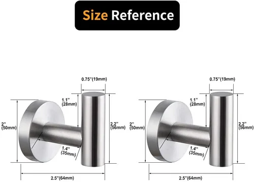 Miniatura 6 de kimzcn Ganchos de acero inoxidable cepillado para toallas, ropa de baño, garaje, hotel, armario, armario, esponjas, gancho para bata, montaje